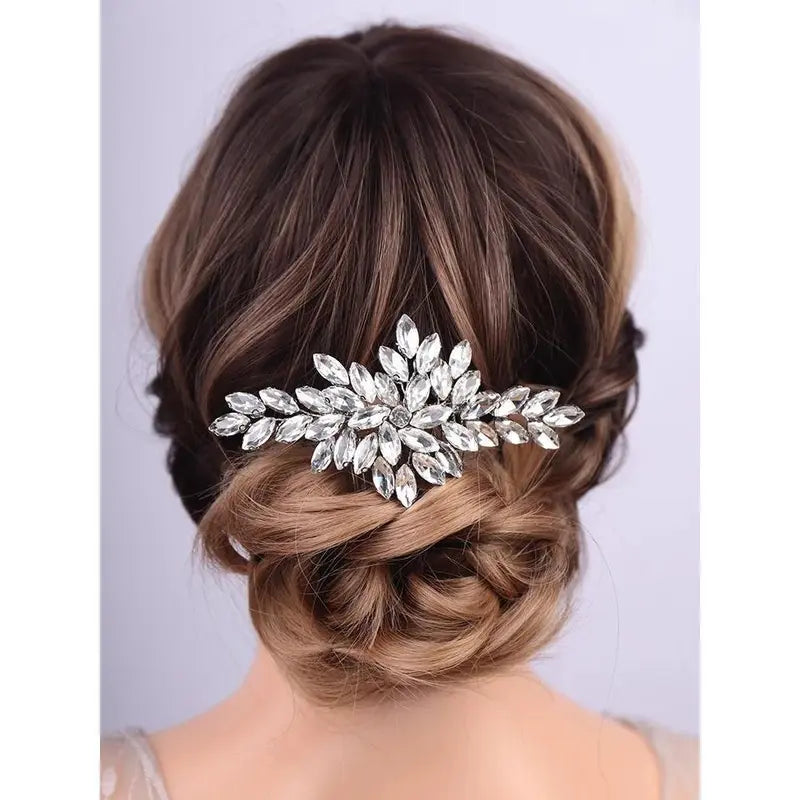 Trendy Rhinestone Bridal Bride Hair Comb Handmade Wedding Side Hair Comb Accessories Party Hair Piece for Women and Girl Jewelry