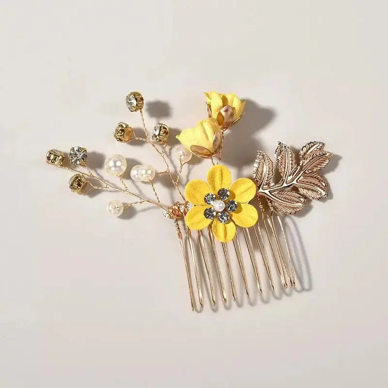 Korean-Style Bridal Wedding Hair Accessories, Blue, Purple, Pink, and White Fresh-Style Hair Combs, Girls' Bridesmaid Hair Accessories