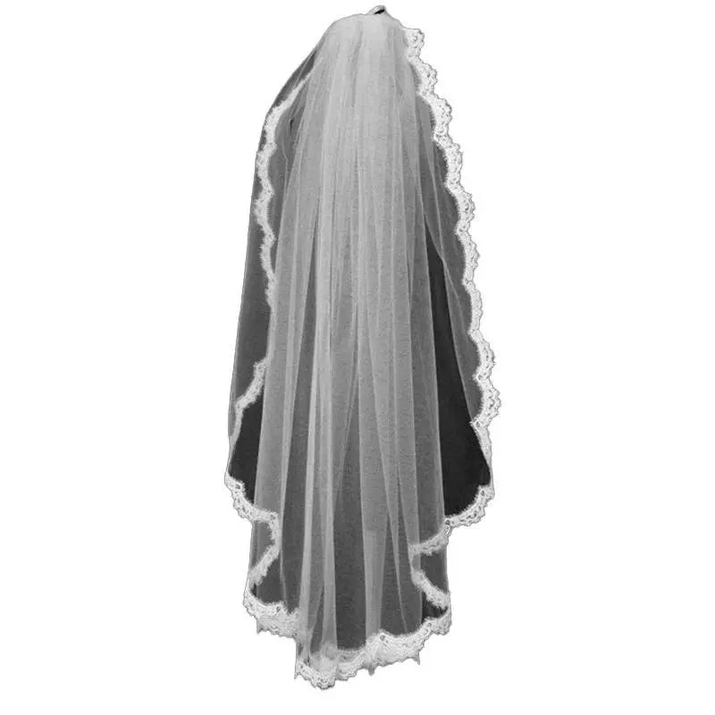 Wedding Bridal Veils Small Eyelash Lace Flower Edge Tulle Elbow Fingertip Length Veil Bride Hair Accessories Comb