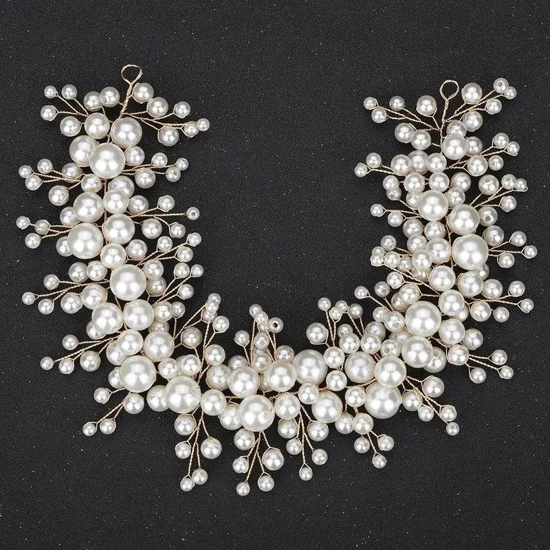 Trendy Handmade Pearl Bridal Headband Luxury Wedding Hair Accessories Bridesmaid Girls Head Jewelry for Women Headpiece Tiaras