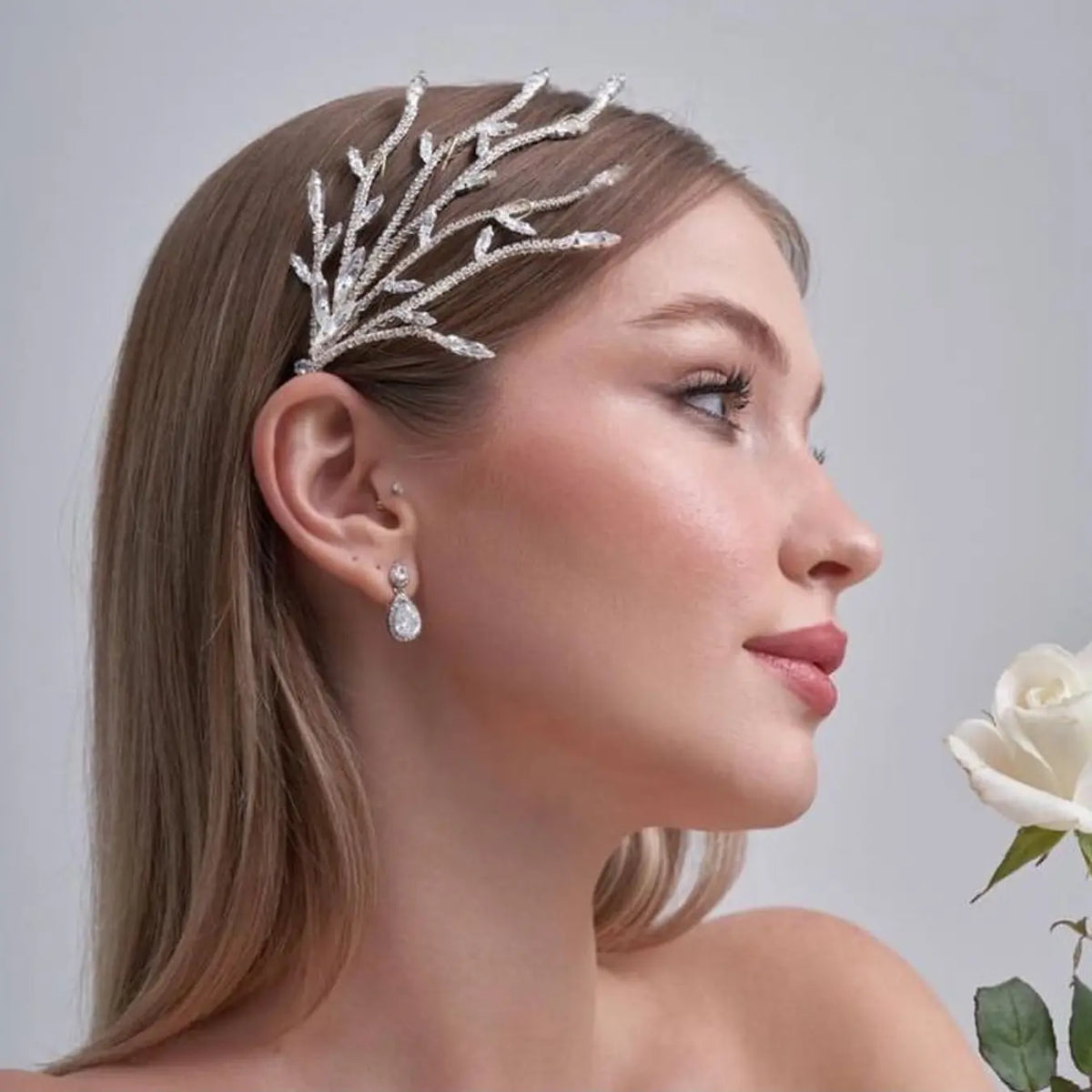 Best-selling Forest-style Leaf Hair Comb with High-end Feel, Light Luxury, Ultra Sparkling Rhinestones, Elegant Bride Wedding Updo Hair Accessory