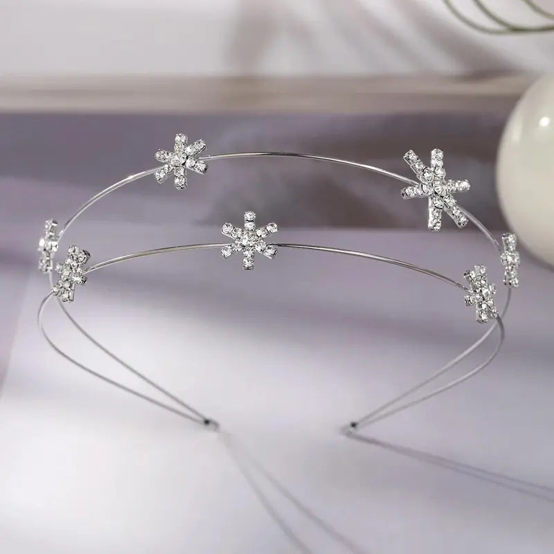 Silver Rhinestone Hair Crown with Ivory Pearl Vintage Crystal Bridal Wedding Tiara Bride Headpiece Crowns Mom-Daughter Headband