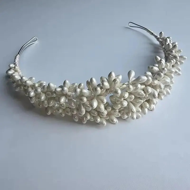 SLBRIDAL Handmade Ins Style Luxury Rhinestone Crystal Porcelain Flower Bridal Tiara Wedding Bridesmaids Crown Women Hair Jewelry