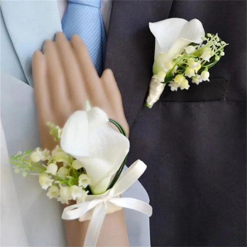 Wedding bride holding flower PU calla lily drill buckle water drop waterfall photo holding bouquet bridesmaid flower