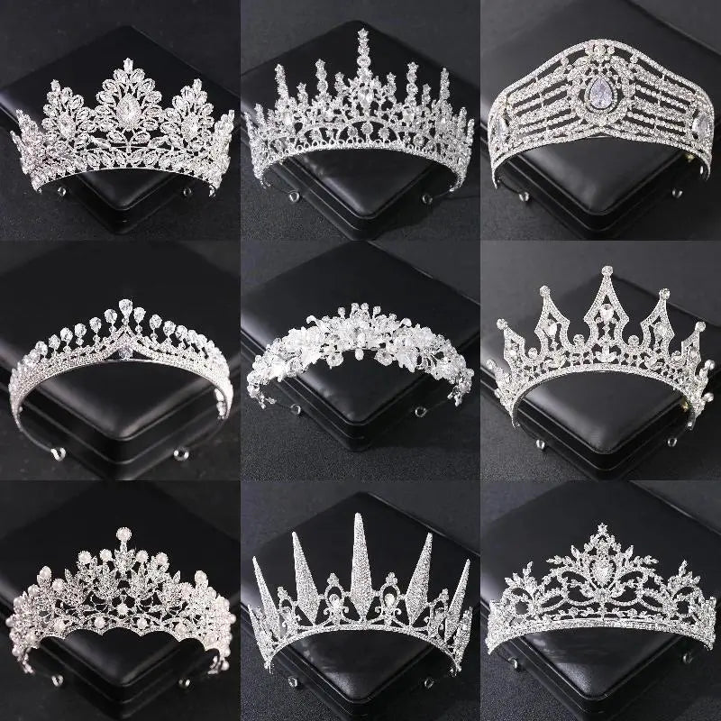 Silver Color Crystal Tiaras And Crowns For Bride Women Party Queen Bridal Wedding Hair Accessories Jewelry Headpiece Crown Tiara